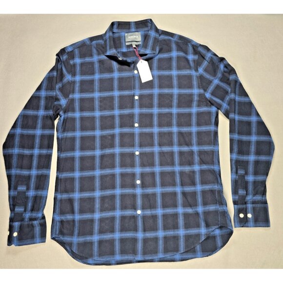 Bonobos Slim Fit Blue Black Plaid Flannel Shirt Men’s Large NWT - Picture 1 of 16